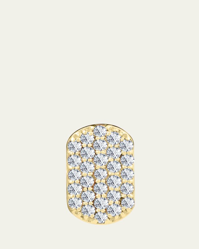 Pavé Diamond ID Stud Earring in 14K Yellow Gold, Single